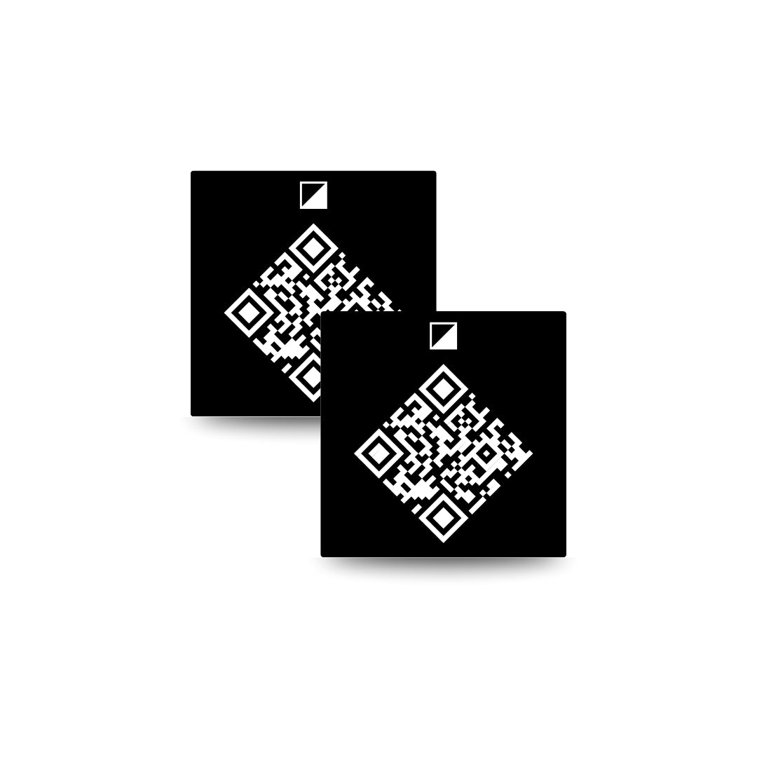 Two QR codes on a white background